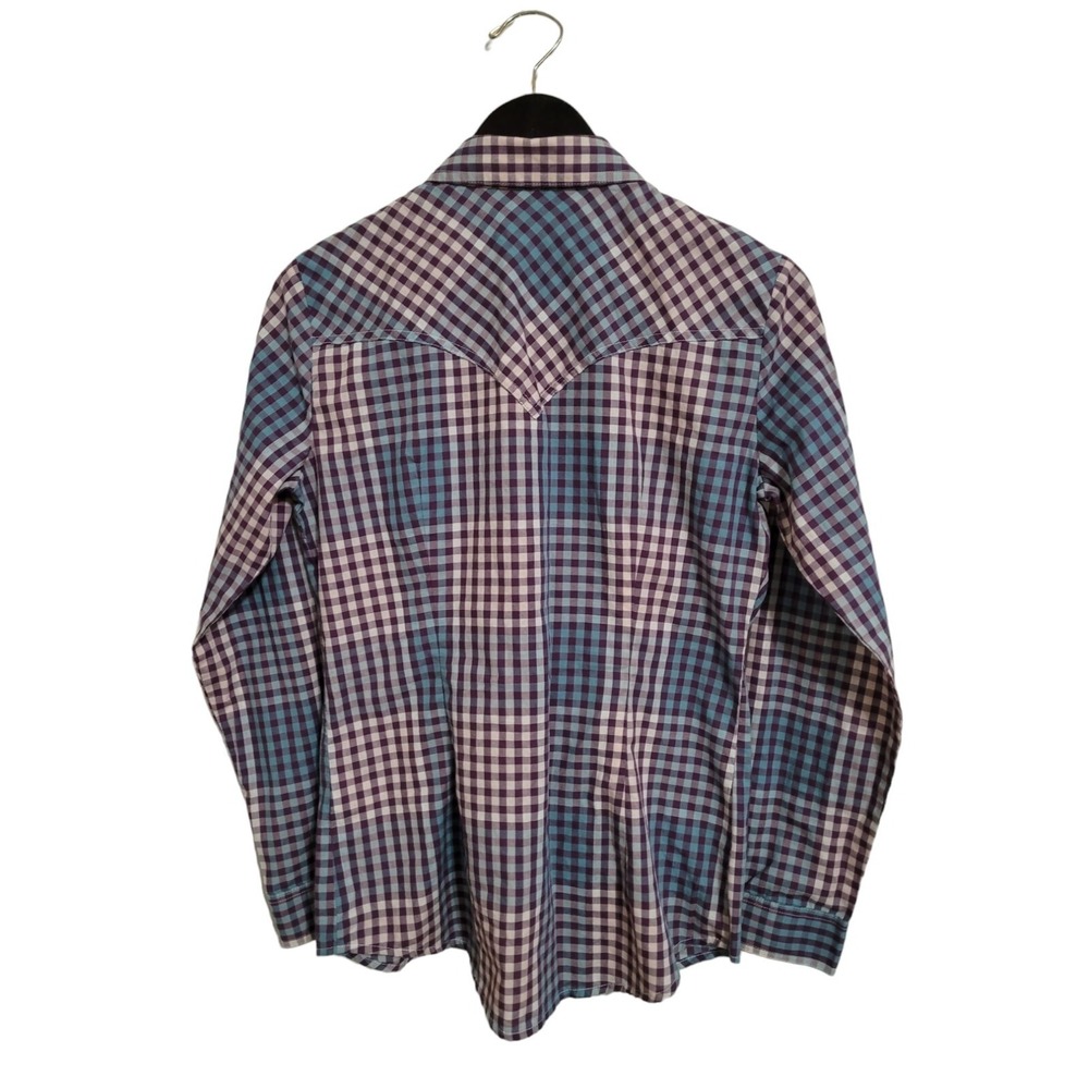 Wrangler Women Plaid Pearl Snap Long Sleeve Shirt Purple/Teal Western Cowgirl - Picture 2 of 10